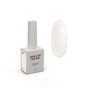 Гель-лак для нігтів Nailsoftheday Gel polish Coconut — молочно-білий із золотою поталлю, 10 мл 