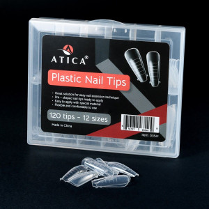 Верхні форми для нарощення багаторазові Atica Plastic nail tips Square, 120 шт
