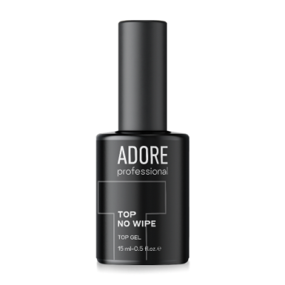 Топ для нігтів без липкого шару Adore Top no wipe без фільтру UV прозорий, 15 мл