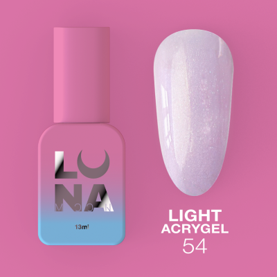 Рідкий гель LunaMoon Light Acrygel №54 бузковий з блискітками, 13 мл