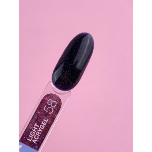 Рідкий гель LunaMoon Light Acrygel №58 чорний з блискітками, 13 мл 