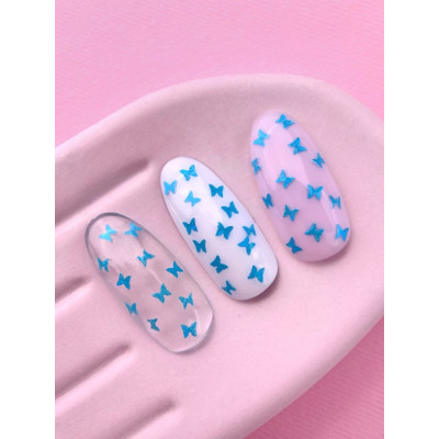 Топ для нігтів LunaMoon Butterfly Blue прозорий з блакитними метеликами, 13 мл 1