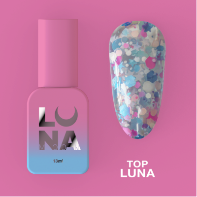 Топ для нігтів Top Luna прозорий з різними фігурками, 13 мл 