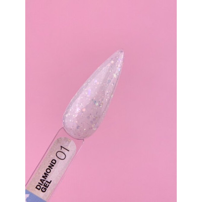 Гель для нарощення нігтів з блискітками LunaMoon Diamond Gel №1, 15 мл