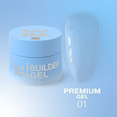 Гель для нарощення нігтів LunaMoon Gel Premium №1 прозорий, 50 мл