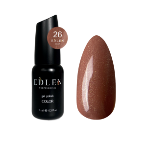 Гель-лак для нігтів Edlen Color №026 світло-коричневий із золотим мікроблиском, 9 мл