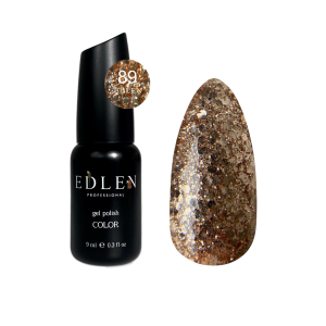 Гель-лак для нігтів Edlen Color №089 прозорий з золотими блискітками, 9 мл