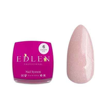 Полігель Edlen Poly gel №6 рожевий з рожевим шимером, 15 мл