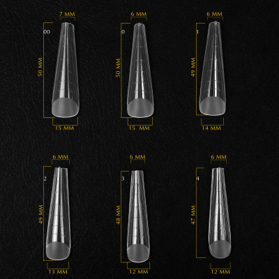Верхні форми для нарощення Komilfo Acry Gel Top Nail Forms Long Gothic довгий готичний мигдаль, 130 шт 