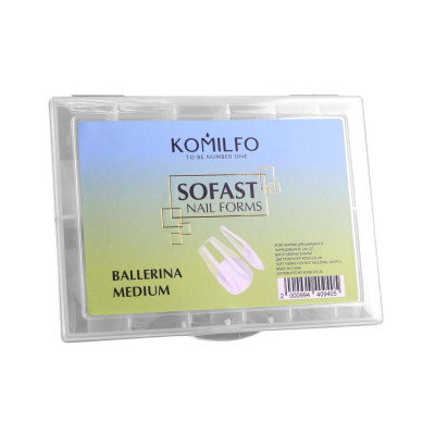 Гелеві тіпси для нарощення нігтів Komilfo SoFast Nail Forms Ballerina Medium, 240 шт