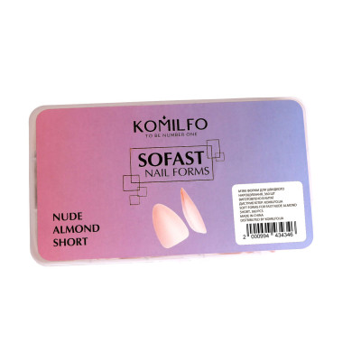 Гелеві тіпси для нарощування Komilfo SoFast Nail Froms Nude Almond Short, 360 шт