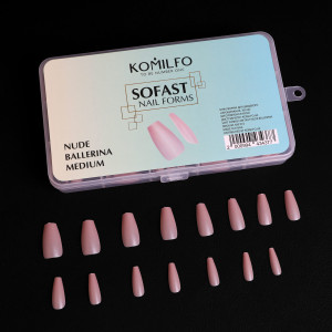 Гелеві тіпси для нарощення нігтів нюдові Komilfo SoFast Nail Froms Nude Ballerina Medium, 360 шт 