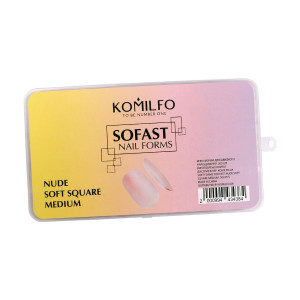 Гелеві тіпси для нарощування Komilfo SoFast Nail Froms Nude Soft Square Medium, 300 шт