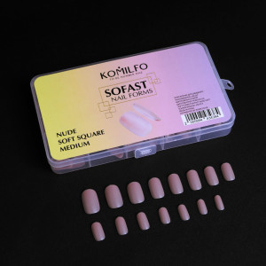Гелеві тіпси для нарощування Komilfo SoFast Nail Froms Nude Soft Square Medium, 300 шт 