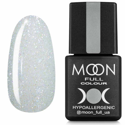Гель-лак для нігтів Moon Full Opal color №508 напівпрозорий з блакитними блискітками, 8 мл