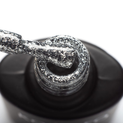 Гель-лак для нігтів Komilfo Liquid Glam Gel LGG001 срібні блискітки, 8 мл