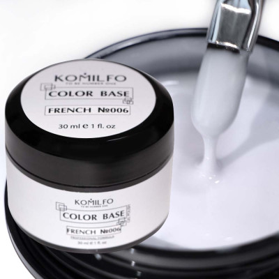 База для нігтів Komilfo Color Base French 006 молочний, холодний білий, 30 мл
