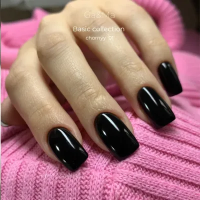 Гель-лак для нігтів чорний Ga&Ma Basic collection 001 chornyy, 15 мл