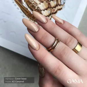 Камуфлююча база для нігтів карамель Ga&Ma Cover base 042 Caramel карамельний відтінок, 15 мл