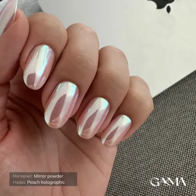 Втирка для нігтів Ga&Ma Mirror Powder Peach holographic голографік, 0.3 грама