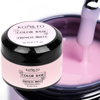 База для нігтів Komilfo Color Base French 015 світлий рожево-бежевий, 30 мл