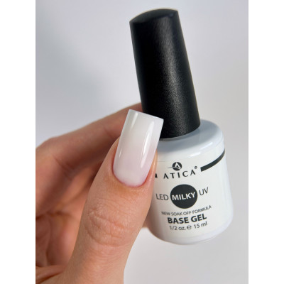 Камуфлююча база для нігтів Atica Base Gel Milky, 15 мл