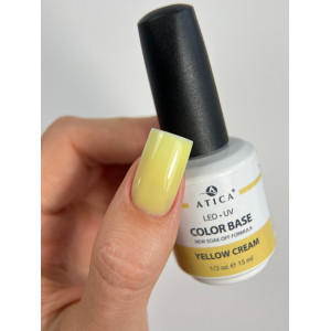 Камуфлююча база для нігтів Atica Color Base Yellow Cream, 15 мл