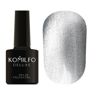 Магнітний гель-лак для нігтів Komilfo Cat’s eye 9D Silver Cat срібний, 8 мл