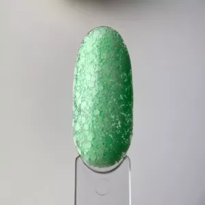 Гель-лак для нігтів Art Bubble №B005 напівпрозорий зелений з білими пластівцями, 6 мл