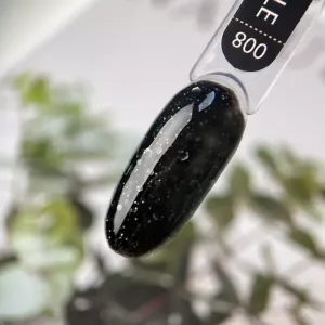 Гель-лак для нігтів Art Bubble №B008 напівпрозорий чорний з білими пластівцями, 6 мл