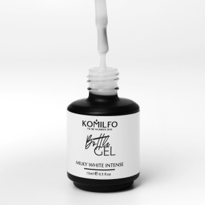 Рідкий гель для нігтів з пензликом Komilfo Bottle Gel Milky White Intense, 15 мл 
