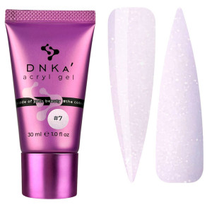 Акригель Dnka Acryl Gel №07 Elixir рожевий з шиммером у тюбику, 30 мл