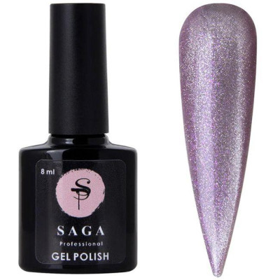 Гель-лак з ефектом котячого ока Saga Professional Cat Shine №4 темно-бузковий з мікроблиском, 9 мл
