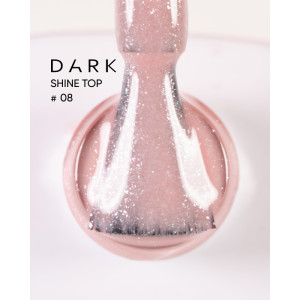 Топ для нігтів без липкого шару Dark Shine Top 8 прозорий з блискітками, 10 мл