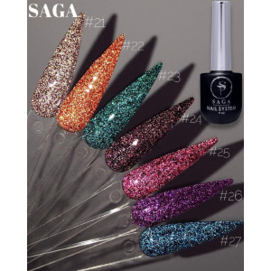 Гель-лак для нігтів світловідбиваючий Saga Professional Fiery gel 25 корочневий, 9 мл 