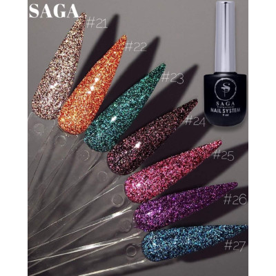 Гель-лак для нігтів світловідбиваючий Saga Professional Fiery gel 26 фіолетовий, 9 мл 
