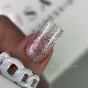 Моделюючий гель Saga Professional Liquid gel №41, ніжно рожевий напівпрозорий з шимером, 15 мл