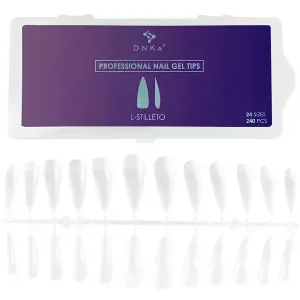 Гелеві тіпси для нарощення Dnka Professional Nail Gel Tips L-Stilleto, 240 шт