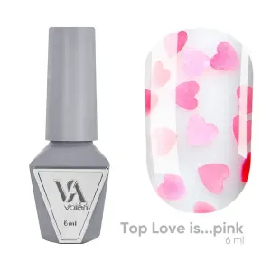 Декоративний топ для нігтів Valeri Top Love is…pink рожеві серця, 6 мл