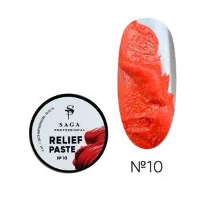 Гель для дизайну нігтів Saga Professional Relief Past №10 червоний, 5 мл