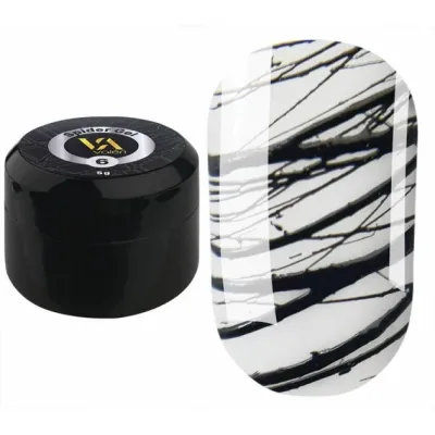 Гель-фарба для дизайну нігтів Valeri Spider Gel №6 чорна, 5 мл