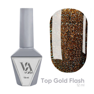 Світловідбиваючий топ для нігтів Valeri Top Gold Flash, 12 мл