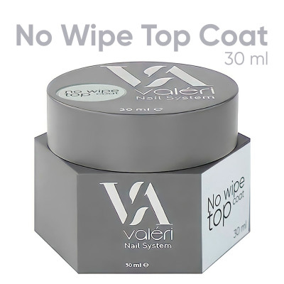 Топ для нігтів без липкого шару Valeri Top Non wipe прозорий, 30 мл