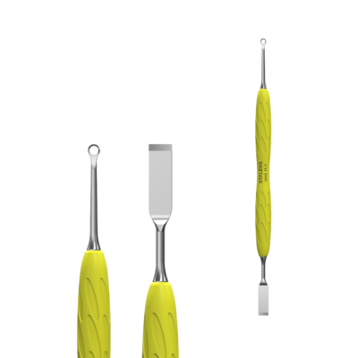 Лопатка манікюрна з жовтою силіконовою ручкою Staleks Pro Gummy Uniq 11 type 1y