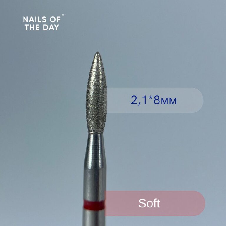 Фреза алмазна полум'я червона Nailsoftheday, 2,1*8 мм