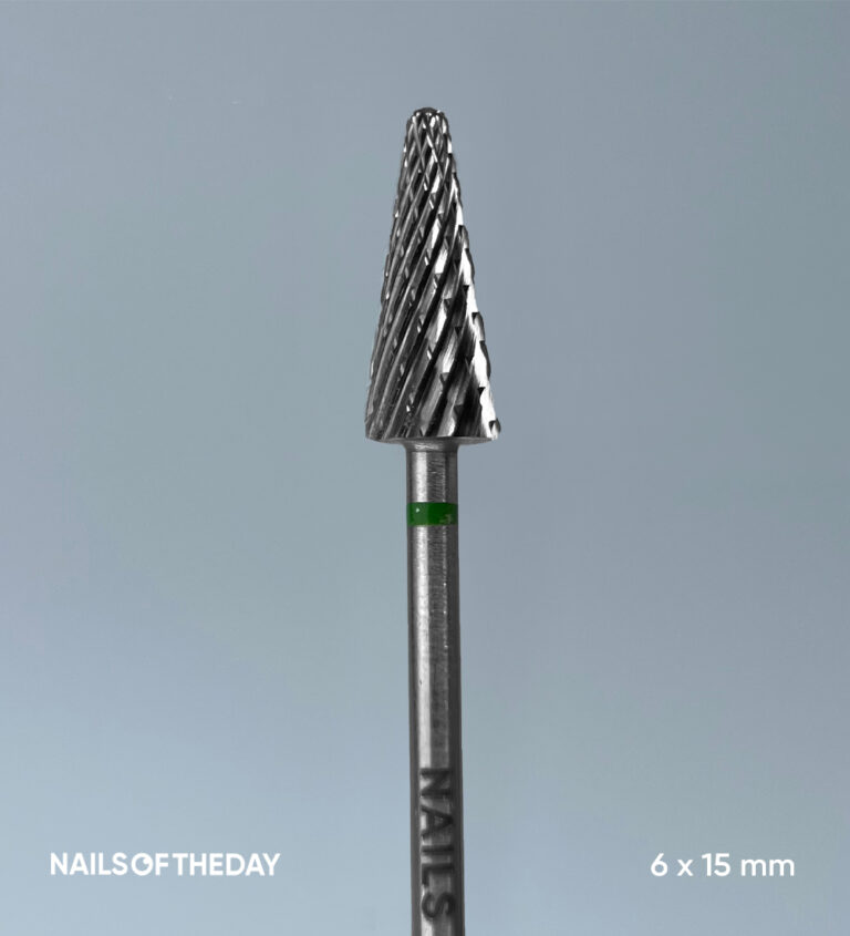 Фреза-конус твердосплавна зелена Nailsoftheday , 6*15 мм