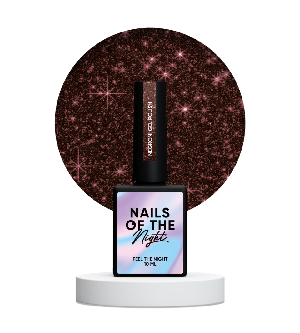 Світловідбиваючий гель-лак для нігтів Nailsofthenight Negroni gel polish темно-бордовий, 10 мл