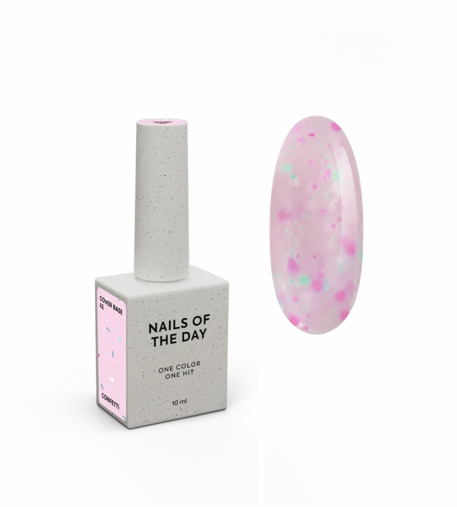 База з неоновими блискітками молочна Nailsoftheday Cover base 42 confetti, 10 мл