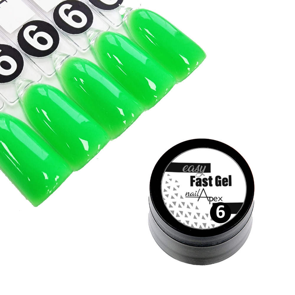 Кольоровий конструювальний гель для нігтів NailApex Easy Fast Gel N6 неон зелений, 5 мл