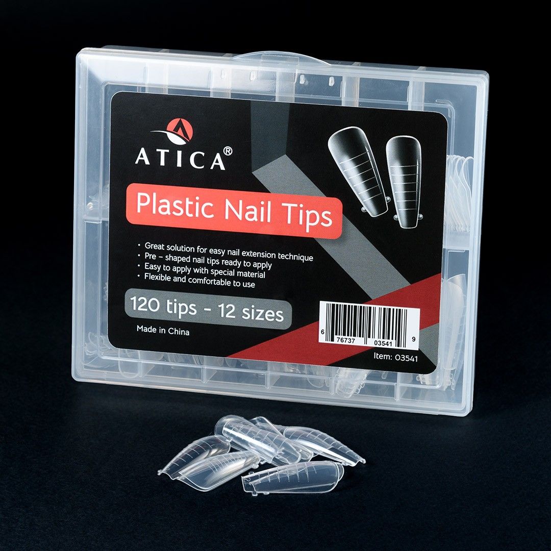 Верхні форми для нарощення багаторазові Atica Plastic nail tips Square, 120 шт